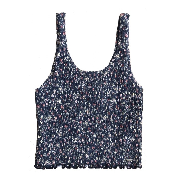 floral print blue tank top - Picture 1 of 1